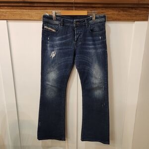Diesel Zathan Jeans W31 L30 Dark Wash Distressed Stretch Regular Bootcut